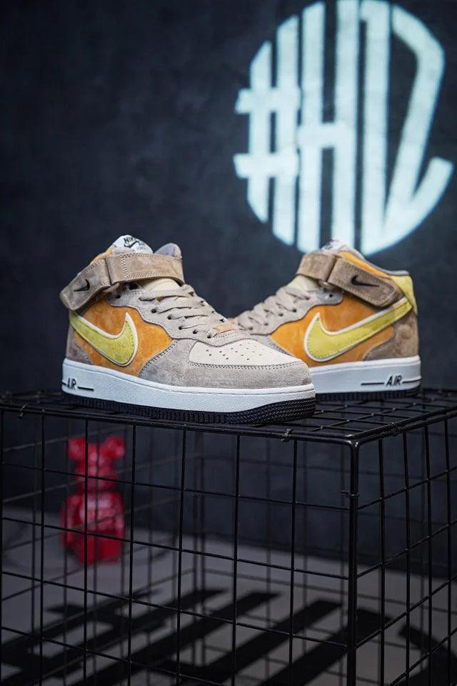 NK Air Force 1 MID Beige Brown Suede