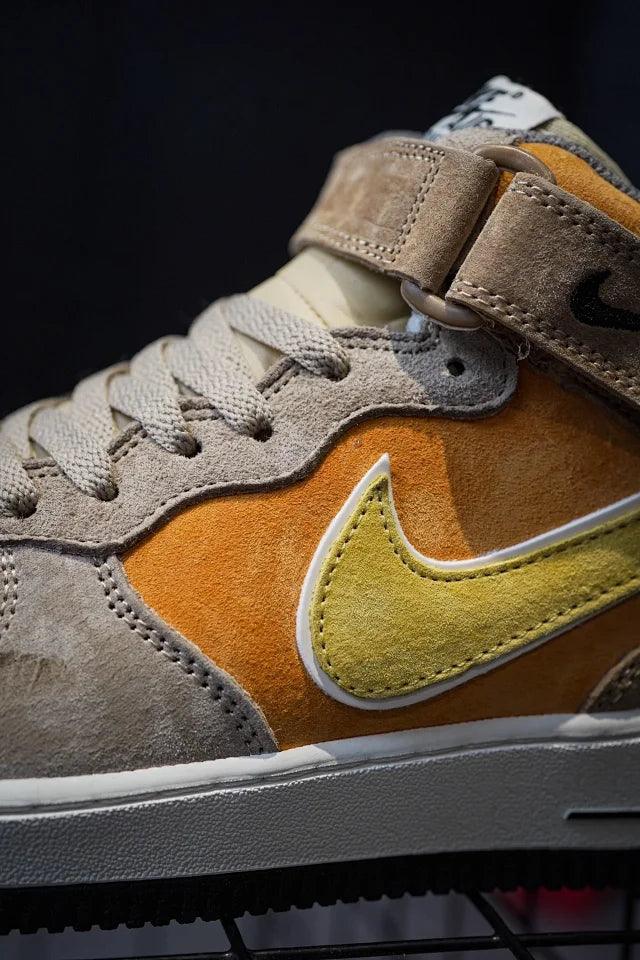 NK Air Force 1 MID Beige Brown Suede
