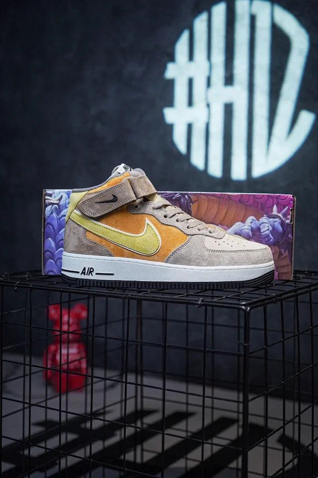 NK Air Force 1 MID Beige Brown Suede