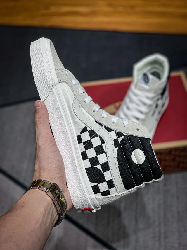 VANS SK8HI COMFY Black & White Checkerboard Yin e Yang Taiji︎