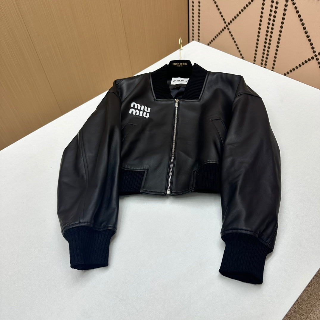 Jaqueta Couro Preto miu miu
