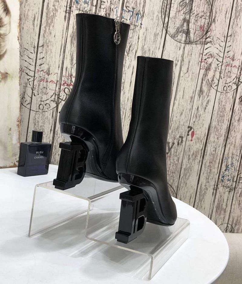 Bota Balmain Feminina Couro Cano Medio Preto