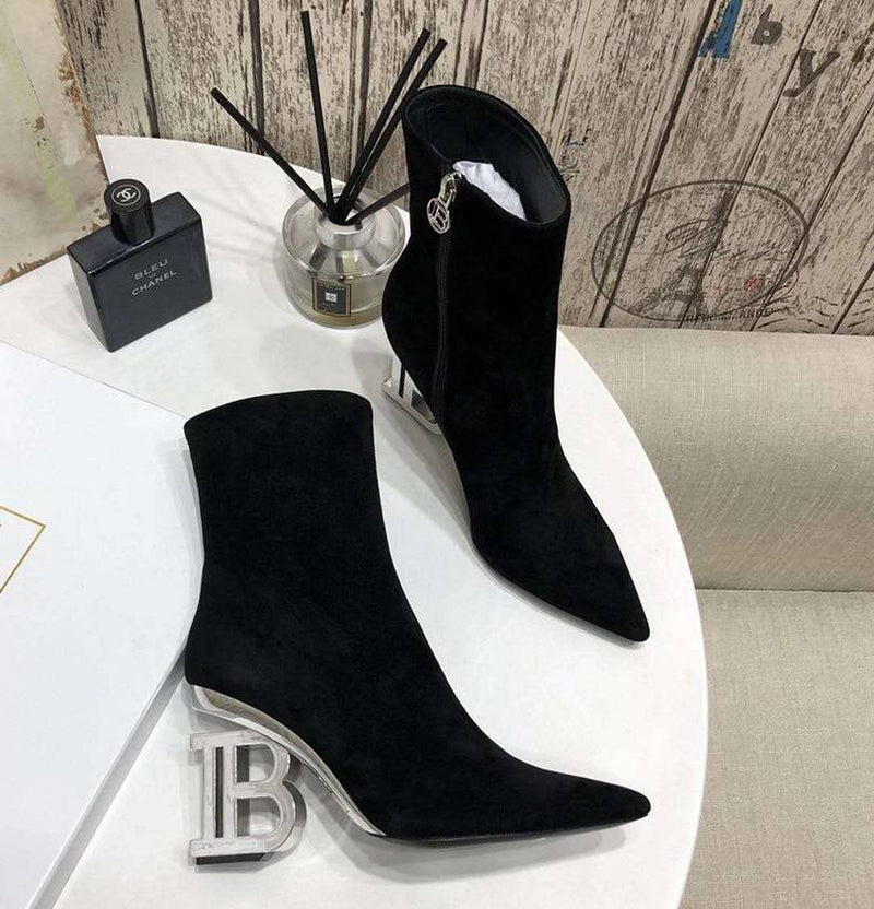 Bota Balmain Feminina Couro Cano Medio Preto