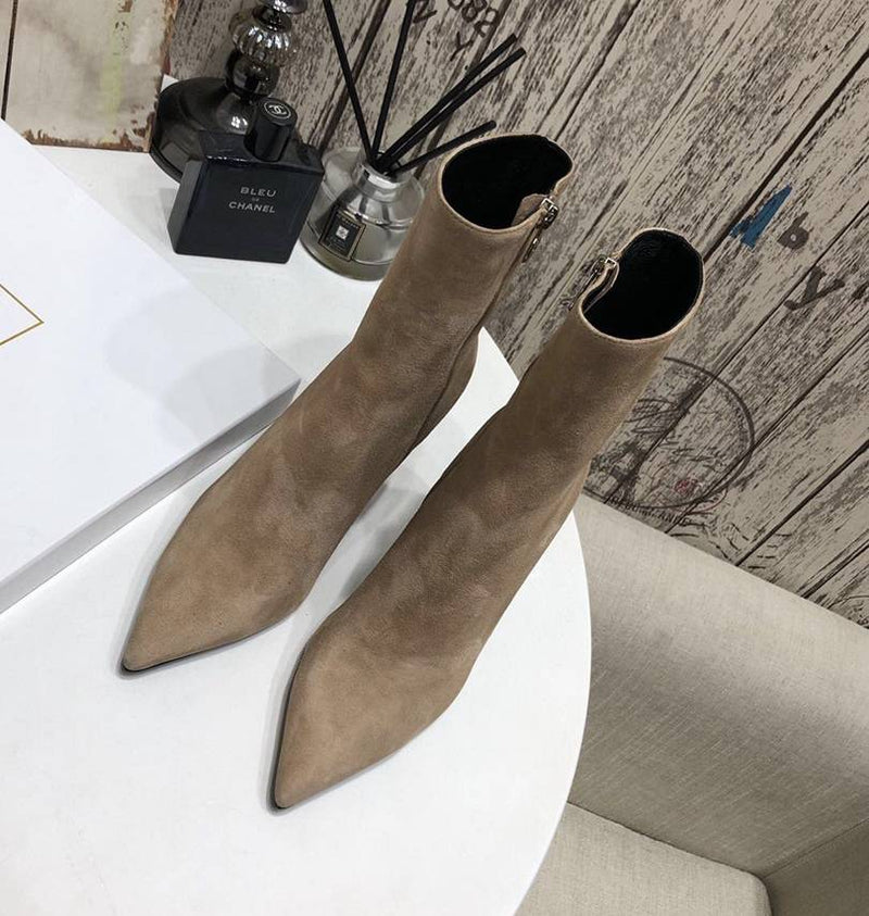 Bota Balmain Feminina Couro Cano Medio Cinza