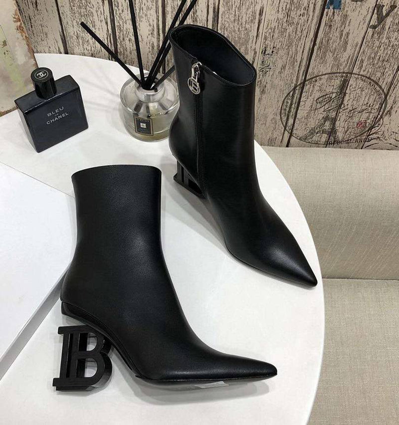 Bota Balmain Feminina Couro Cano Medio Preto