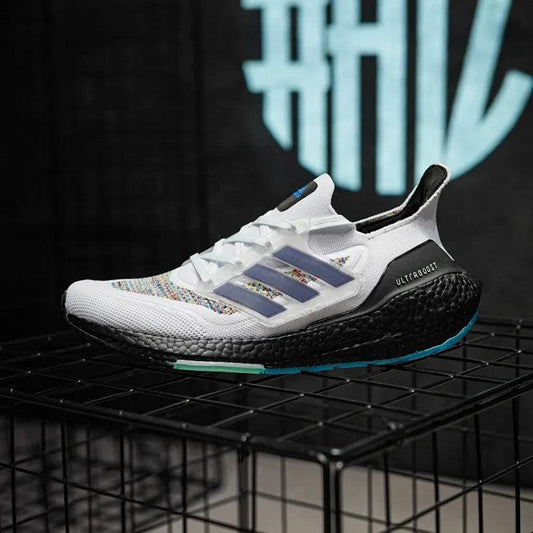 Adidas Ultra Boost 21 Multi-Color Branco e Preto Rainbow