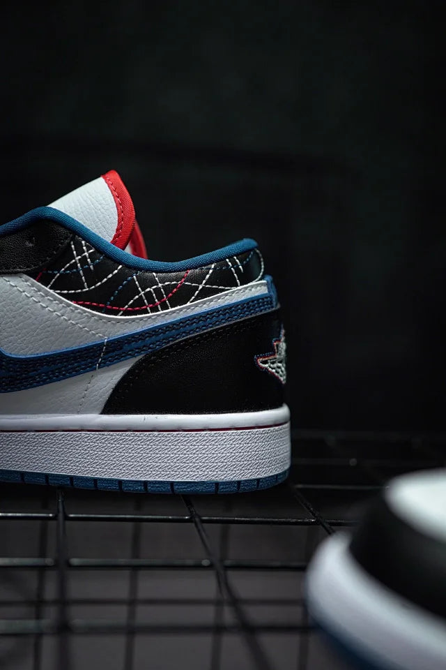 Air Jordan 1 Low Black, White & Blue Embroidery