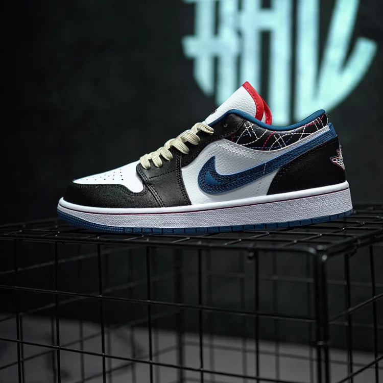 Air Jordan 1 Low Black, White & Blue Embroidery