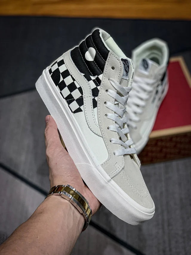 VANS SK8HI COMFY Black & White Checkerboard Yin e Yang Taiji︎