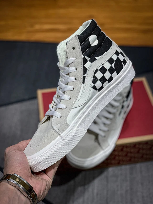 VANS SK8HI COMFY Black & White Checkerboard Yin e Yang Taiji︎