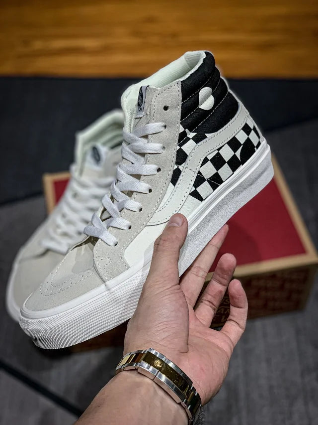 VANS SK8HI COMFY Black & White Checkerboard Yin e Yang Taiji︎