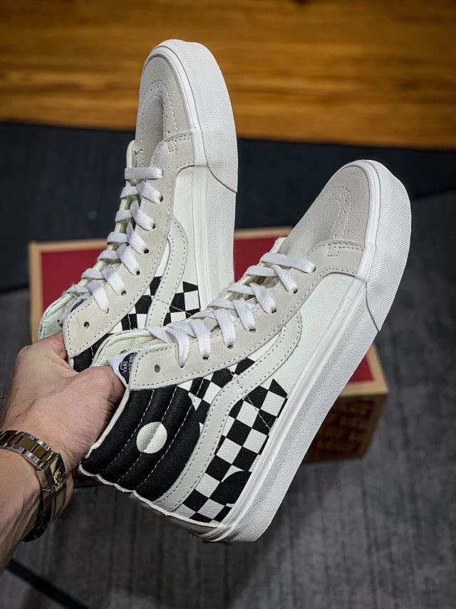 VANS SK8HI COMFY Black & White Checkerboard Yin e Yang Taiji︎