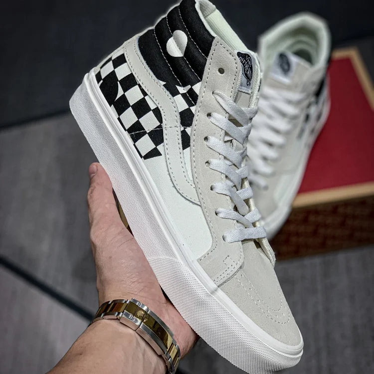 VANS SK8HI COMFY Black & White Checkerboard Yin e Yang Taiji︎