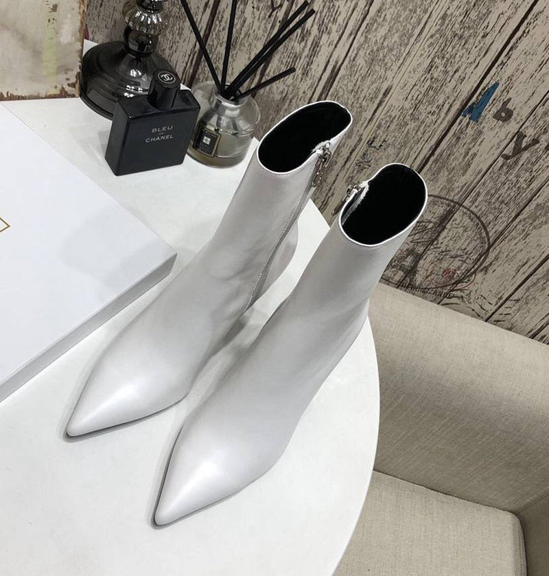 Bota Balmain Feminina Couro Cano Medio Branco