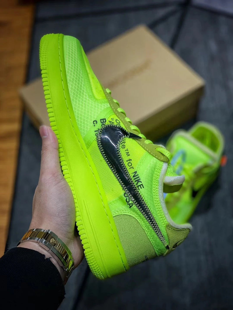 OFF-WHITE X FORCE 1 LOW VIRGIL 2.0 FLUORESCENTE PRETO E VERDE