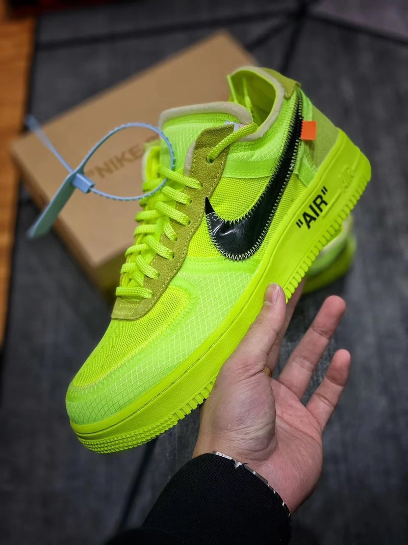 OFF-WHITE X FORCE 1 LOW VIRGIL 2.0 FLUORESCENTE PRETO E VERDE