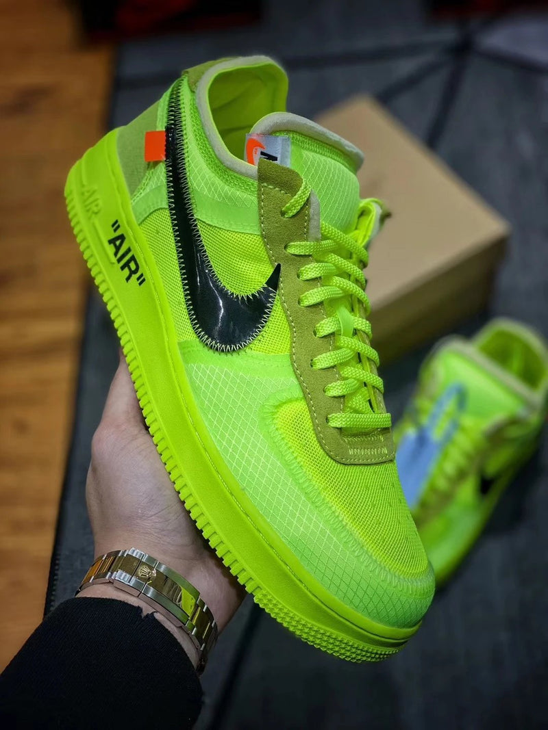 OFF-WHITE X FORCE 1 LOW VIRGIL 2.0 FLUORESCENTE PRETO E VERDE