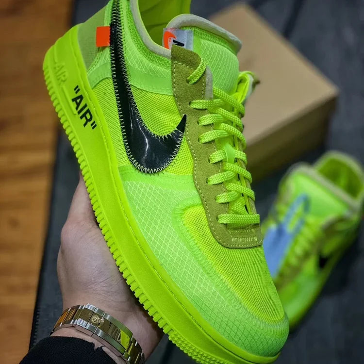 OFF-WHITE X FORCE 1 LOW VIRGIL 2.0 FLUORESCENTE PRETO E VERDE