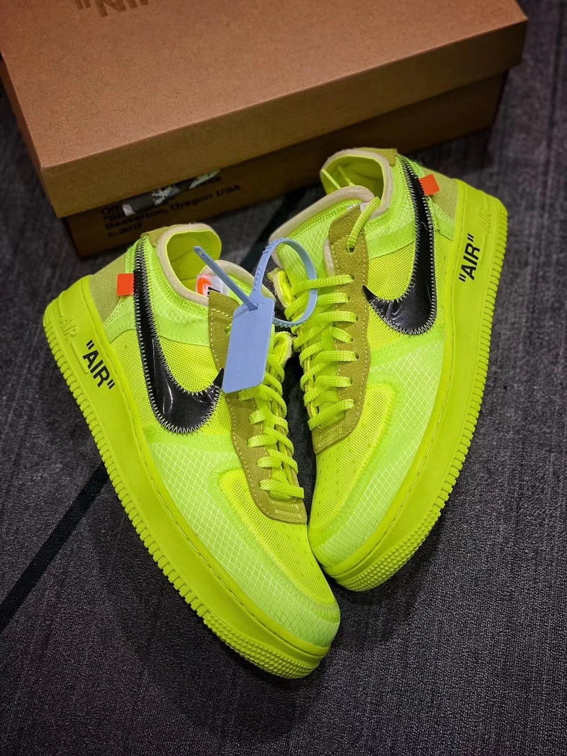 OFF-WHITE X FORCE 1 LOW VIRGIL 2.0 FLUORESCENTE PRETO E VERDE