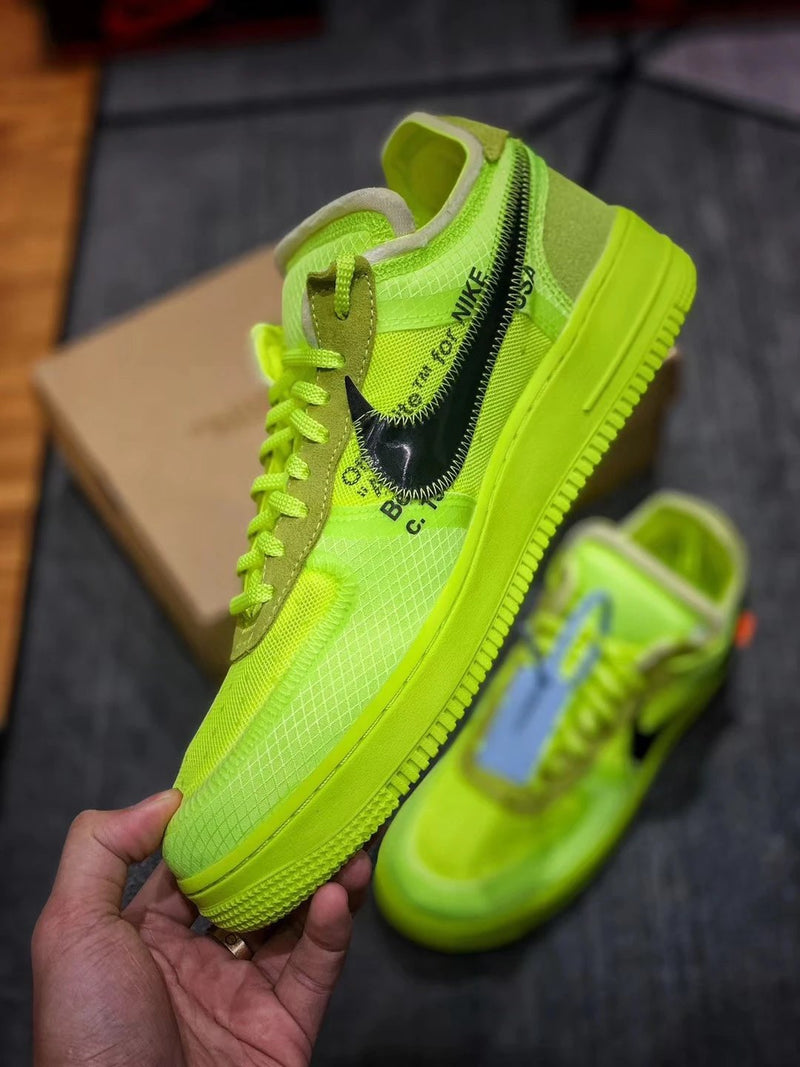 OFF-WHITE X FORCE 1 LOW VIRGIL 2.0 FLUORESCENTE PRETO E VERDE