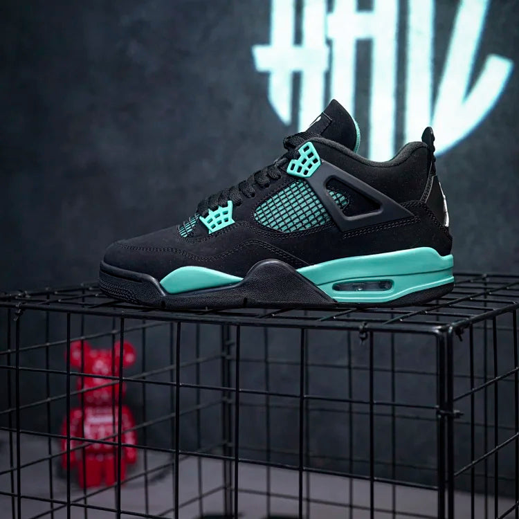 Jordan 4 Preto Retrô Azul Tiffany