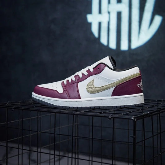 Jordan 1 low "Ano do Dragão" Pena de Ouro Branco-Vermelho-Amarelo