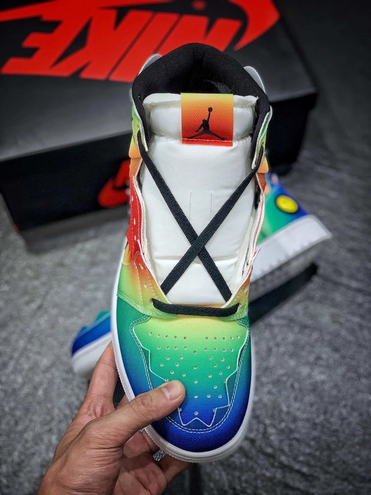 Jordan 1 X J Balvin Smiley Rainbow Tie-Dye
