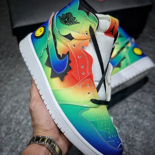 Jordan 1 X J Balvin Smiley Rainbow Tie-Dye