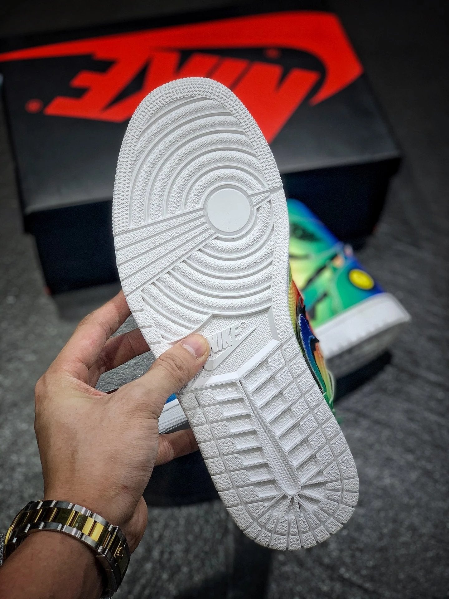 Jordan 1 X J Balvin Smiley Rainbow Tie-Dye