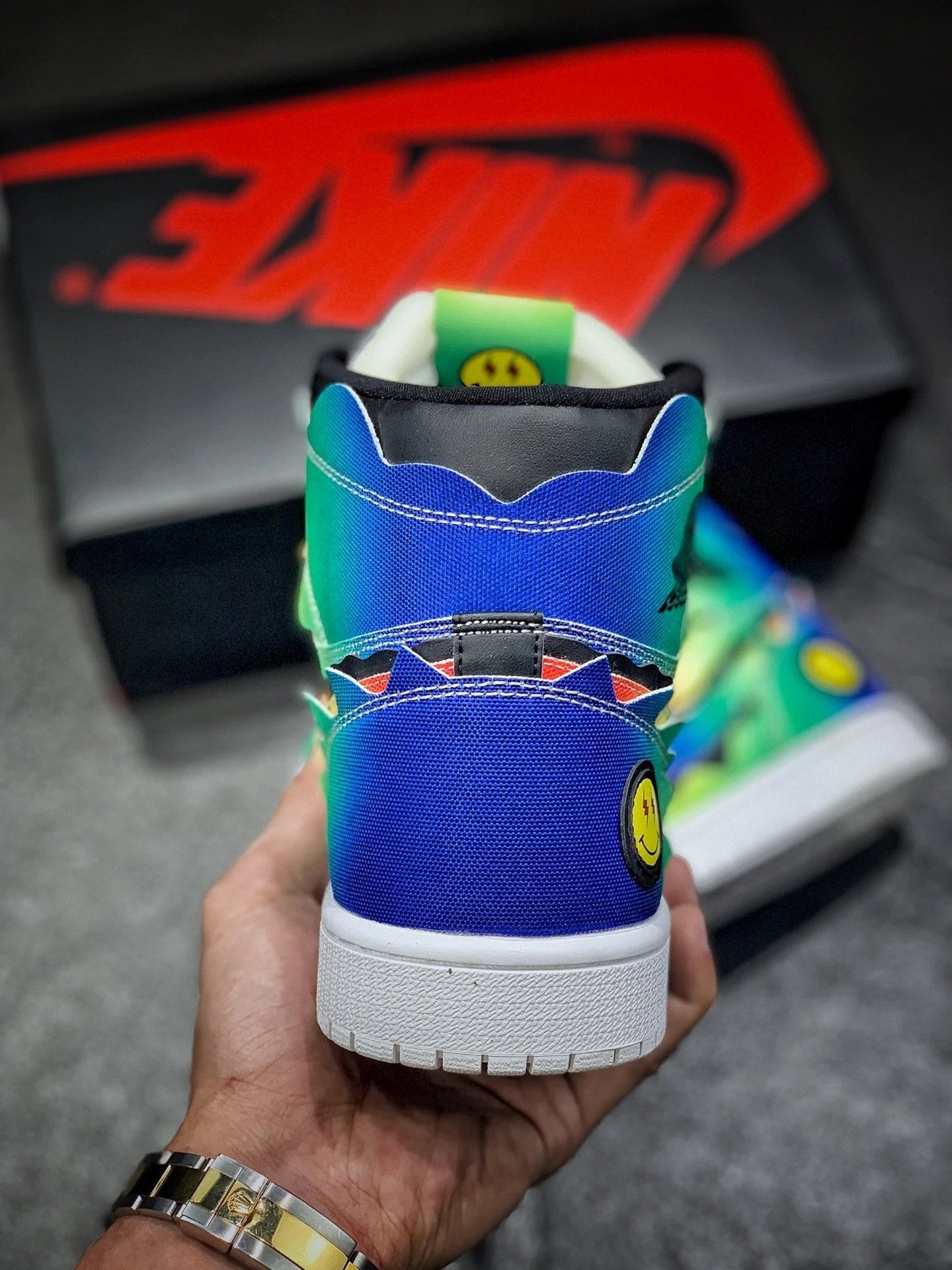 Jordan 1 X J Balvin Smiley Rainbow Tie-Dye